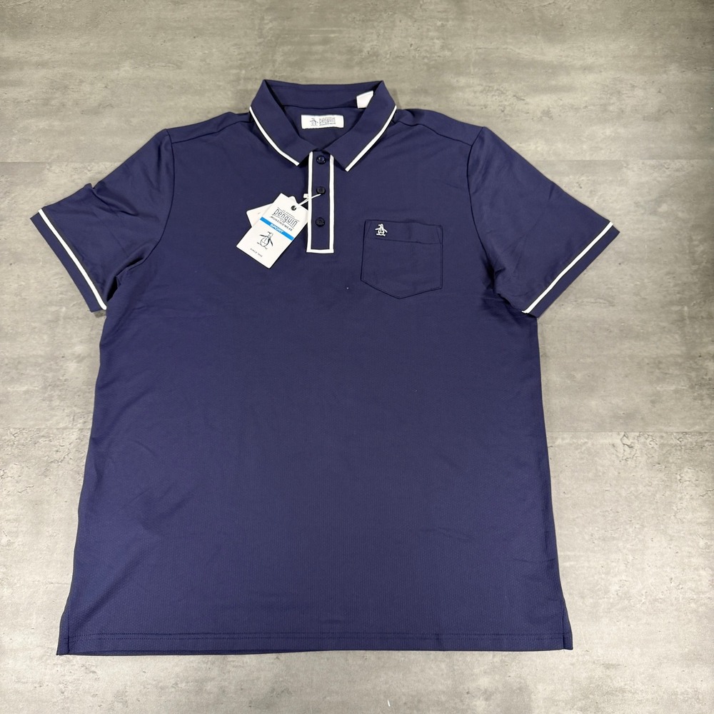 Original Penguin Polo Shirt Mens XL Navy Blue Sport Contrast Trim NEW $75